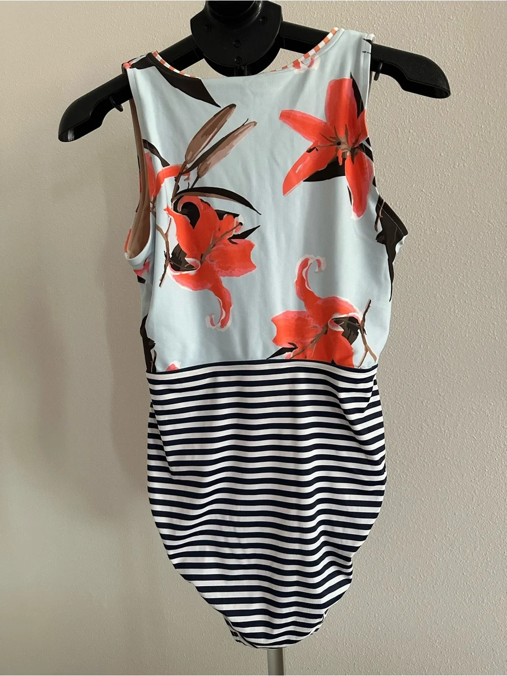 Albion Floral & Stripe One-Piece Swimsuit with Front Zip